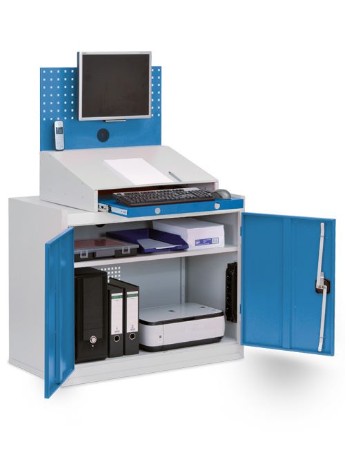 Produktbild Bedrunka+Hirth Computerschrank stationär 2 Flügeltüren 1 Pult 1000 x 500 x 1460 mm