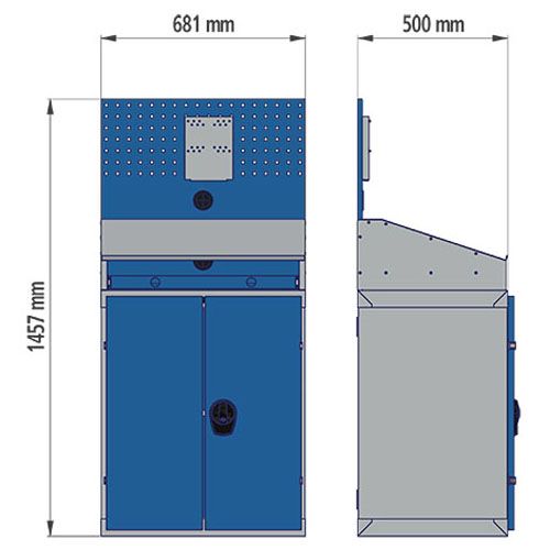 Produktbild Bedrunka+Hirth Computerschrank stationär Lochwand mit Flachbildschirmhalterung 680 x 500 x 1460 bild 2