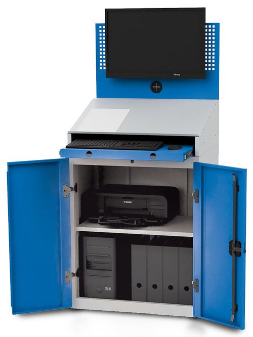 Produktbild Bedrunka+Hirth Computerschrank stationär Lochwand mit Flachbildschirmhalterung 680 x 500 x 1460