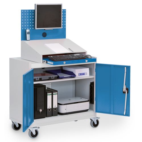Produktbild Bedrunka+Hirth Computerwagen mit Lochwand und Pultaufsatz H 1575 mm