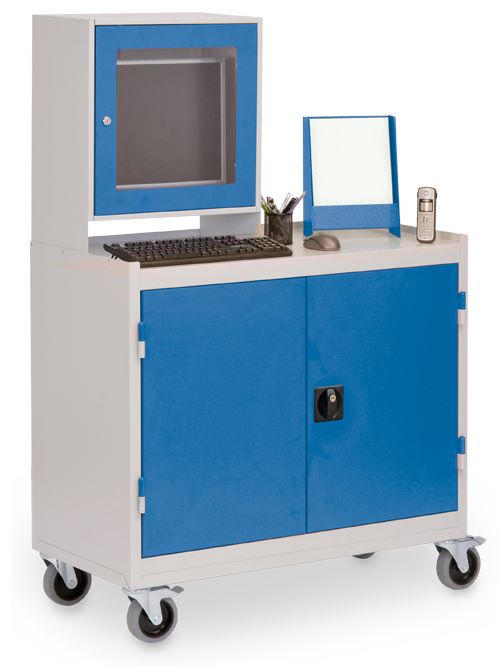 Produktbild Bedrunka+Hirth Computerwagen mit Monitoraufsatzgehäuse 1000 x 500 x 1575 mm