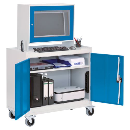 Produktbild Bedrunka+Hirth Computerwagen mit Monitoraufsatzgehäuse und 2 Türen H 1575 mm