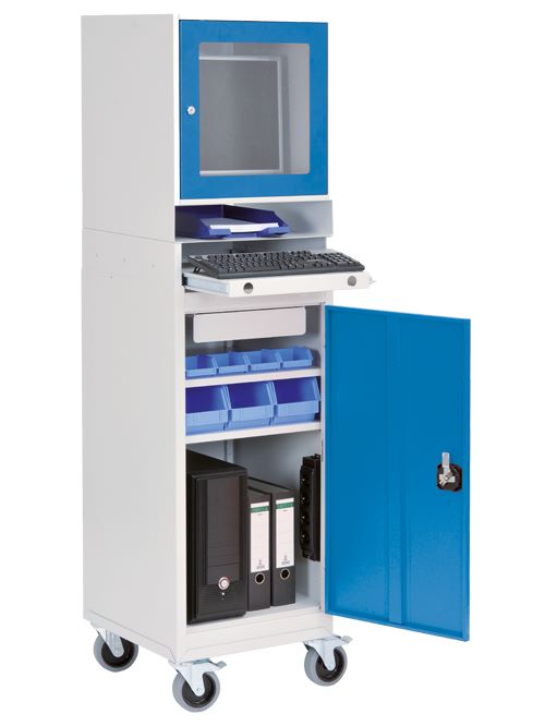 Produktbild Bedrunka+Hirth Computerwagen mit Monitoraufsatzgehäuse und Tastaturauszug