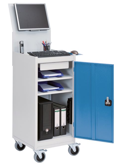 Produktbild Bedrunka+Hirth Computerwagen 105-1 mobil mit Flügeltür Maße 500 x 500 x 1725 mm