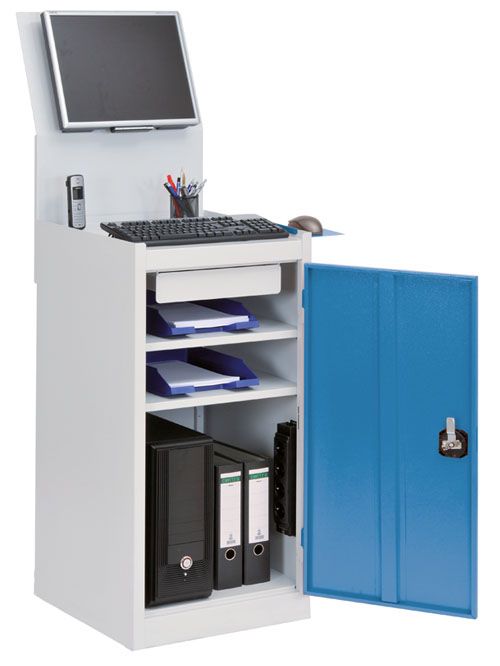 Produktbild Bedrunka+Hirth Computerwagen 105-1 stationär 1 Flügeltür 500 x 500 x 1574 mm