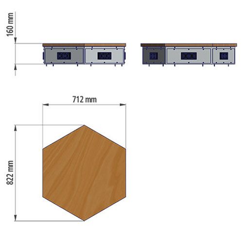Produktbild Bedrunka+Hirth 6 Eck Energieaufsatz 2er Schuko Steckdosen 822 x 712 x 162 mm bild 2