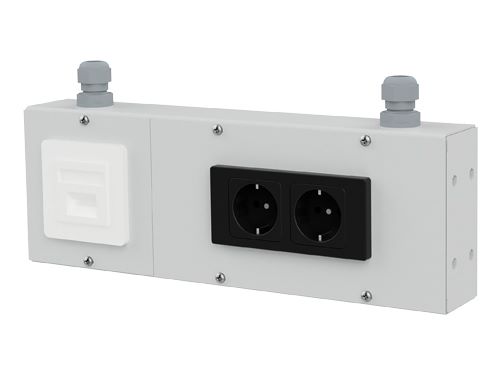 Produktbild Bedrunka+Hirth Energieeinheit mit 2 x Schuko und 1x Netzwerk 375 x 60 x 130 mm