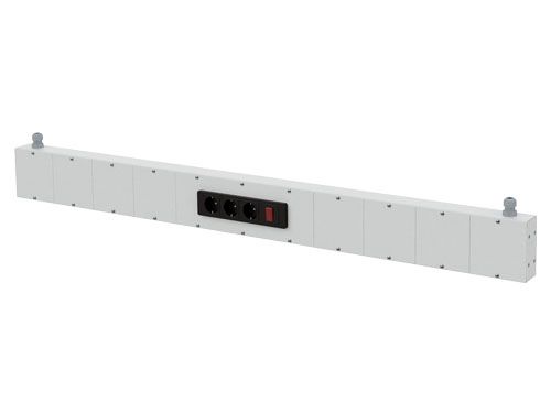 Produktbild Bedrunka+Hirth Energiekanal Breite 1375 mit 3 Schuko Stecker und 1 Ein und Ausschalter