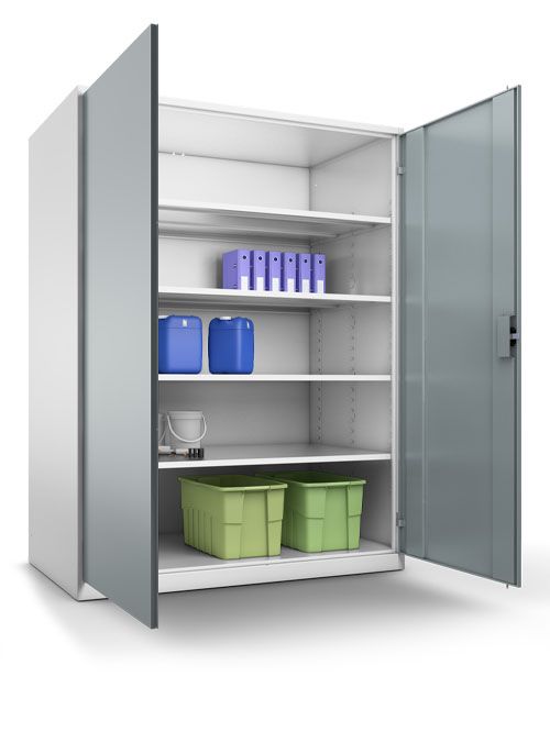 Produktbild Bedrunka+Hirth Flügeltürenschrank aus Stahlblech 4 Fächer 1500 x 800 x 1950 mm