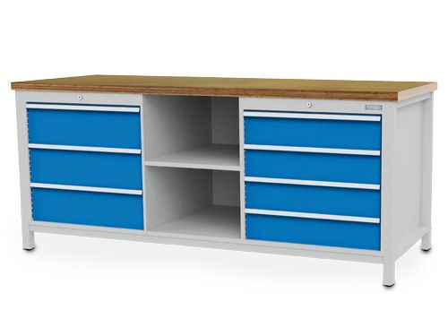 Produktbild Bedrunka+Hirth Kastenwerkbank Rastermaß 24-24 7 Schubladen 2000 x 750 x 859 mm