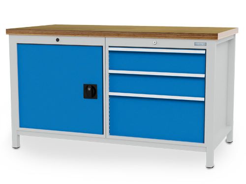 Produktbild Bedrunka+Hirth Kastenwerkbank 3 Schubladen 1 Tür 1 Fachboden 1500 x 750 x 959 mm
