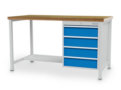 Produktbild Bedrunka+Hirth Kastenwerkbank mit Stahlfachboden und 4 Schubladen 2000 x 750 x 959 mm