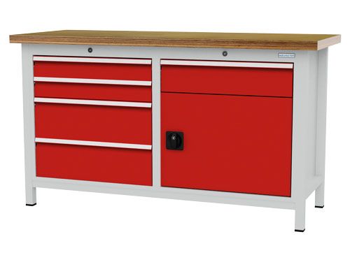 Produktbild Bedrunka+Hirth Kastenwerkbank 5 Schubladen 1 große Flügeltür 1500 x 600 x 859 mm