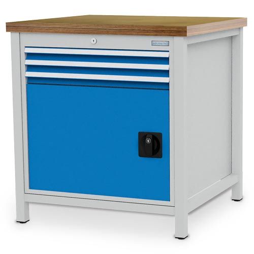 Produktbild Bedrunka+Hirth Kastenwerkbank Tiefe 750 mm 3 x Schubladen 1 x Flügeltür Breite 810 mm