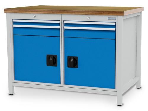 Produktbild Bedrunka+Hirth Kastenwerkbank Tiefe 750 mm 4 x Schubladen 2 x Flügeltüren Breite 1250 mm