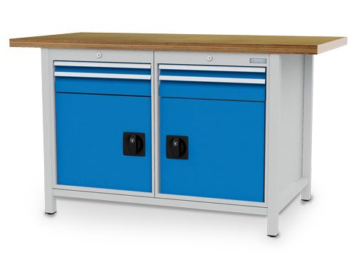 Produktbild Bedrunka+Hirth Kastenwerkbank 4 x Schubladen 2 x Flügeltüren B 1500 x T 750 x H 959 mm