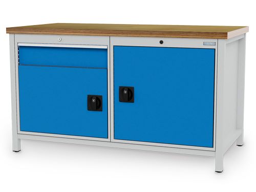 Produktbild Bedrunka+Hirth Kastenwerkbank 1 Schublade 2 Türen mit Schloss 1500 x 750 x 859 mm