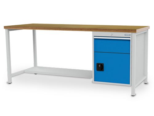 Produktbild Bedrunka+Hirth Kombiwerkbank mit Fachboden und Schubladenblock 2000 x 750 x 859 mm
