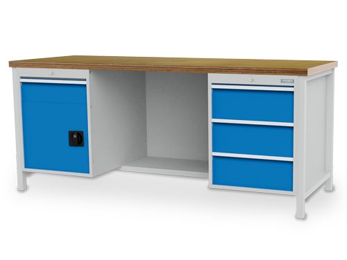 Produktbild Bedrunka+Hirth Kastenwerkbank 4 Schubladen 1 Tür mit Griffleisten 2000 x 750 x 959 mm
