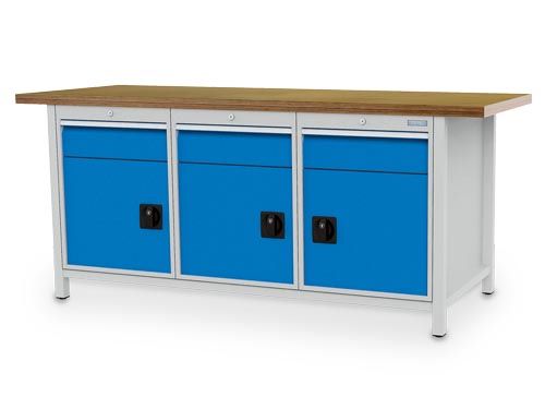 Produktbild Bedrunka+Hirth Kastenwerkbank 3 Schubladen 3 Flügeltüren 2000 x 750 x 859 mm