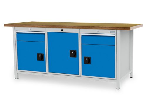 Produktbild Bedrunka+Hirth Kastenwerkbank Raster 18-24 tiefe Flügeltürenfächer 2000 x 750 x 859 mm