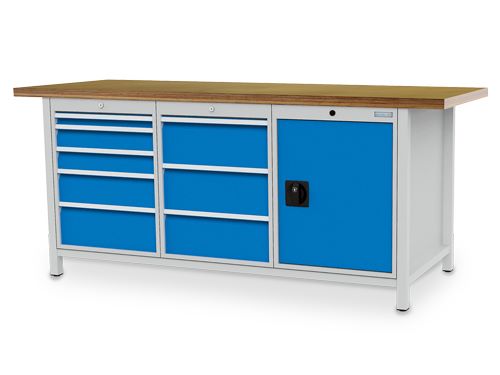Produktbild Bedrunka+Hirth Kastenwerkbank mit 2 Türen sowie 2 Schubladen 2000 x 750 x 859 mm