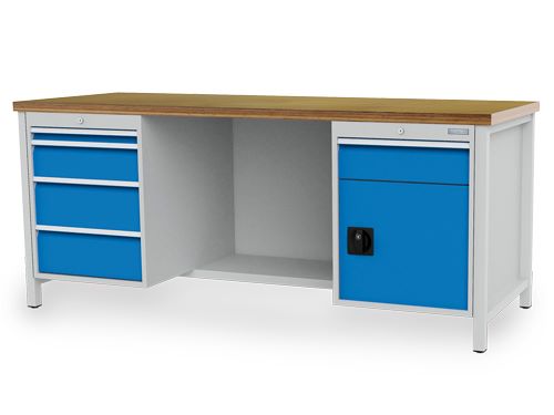 Produktbild Bedrunka+Hirth Kastenwerkbank 5 Schubladen 1 Tür 1 Fachboden 2000 x 750 x 859 mm