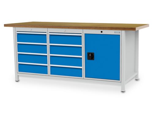 Produktbild Bedrunka+Hirth Kastenwerkbank mit 1 Flügeltür und 8 Schubladen 2000 x 750 x 859 mm