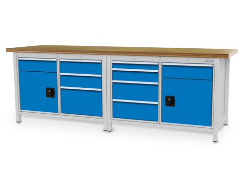 Produktbild Bedrunka+Hirth Kastenwerkbank mit 9 Schubladen und 2 Flügeltüren 2500 x 750 x 959 mm