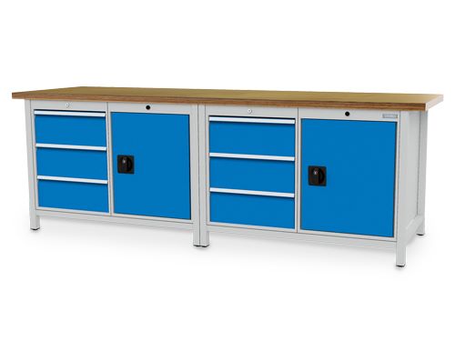 Produktbild Bedrunka+Hirth Kastenwerkbank R 18-24 mit 6 Schubladen Maße 2500 x 750 x 959 mm