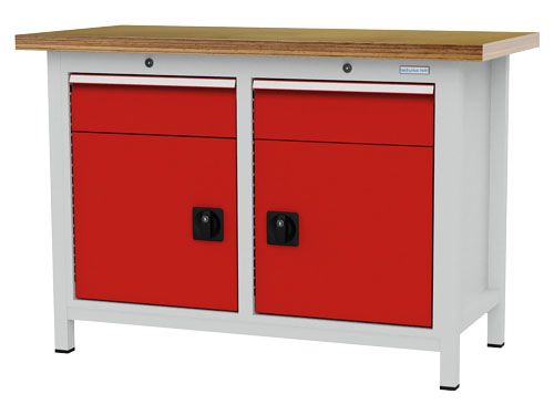 Produktbild Bedrunka+Hirth Kastenwerkbank beidseitig Flügeltüren 1250 x 600 x 859 mm