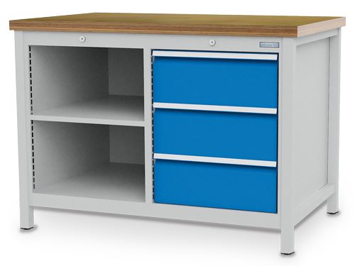 Produktbild Bedrunka+Hirth Kastenwerkbank Tiefe 750 mm 3 x Schubladen Breite 1250 mm