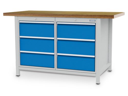 Produktbild Bedrunka+Hirth Kastenwerkbank 6 Schubladen mit Vollauszug 1500 x 720 x 859 mm
