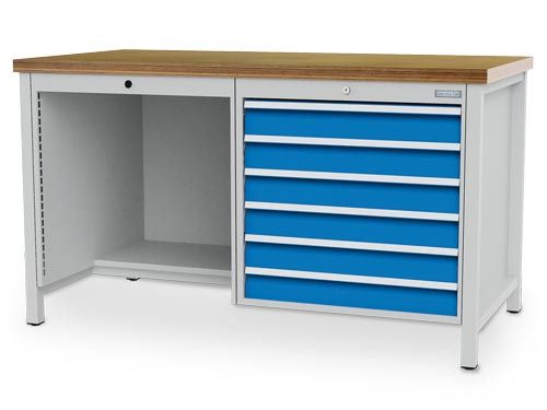 Produktbild Bedrunka+Hirth Kastenwerkbank 6 Schubladen mit Griffleisten 1500 x 750 x 859 mm