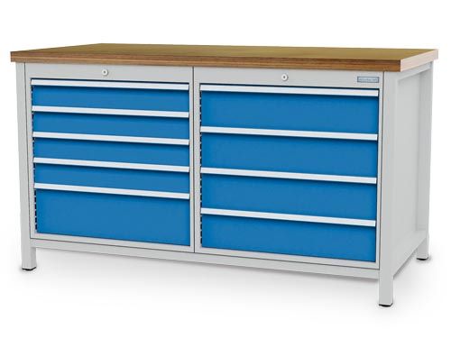 Produktbild Bedrunka+Hirth Kastenwerkbank 9 Schubladen mit Auszugssperre 1500 x 750 x 859 mm