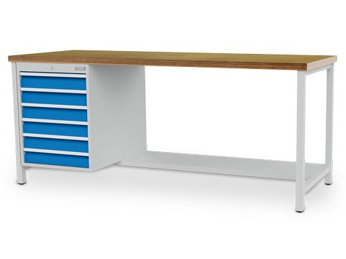 Produktbild Bedrunka+Hirth Kastenwerkbank 6 Schubladen mit Griffleisten mit den Maßen 2000 x 750 x 959 mm