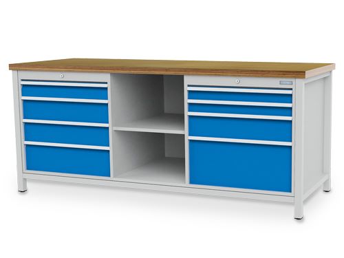 Produktbild Bedrunka+Hirth Kastenwerkbank aus Stahlblech mit Arbeitsplatte 2000 x 750 x 859 mm