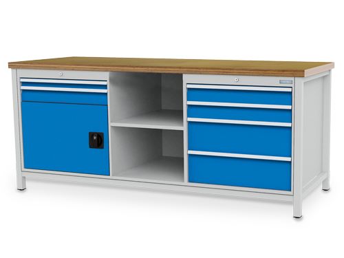 Produktbild Bedrunka+Hirth Kastenwerkbank 6 Schubladen mit Griffschalenschloss 2000 x 750 x 959 mm