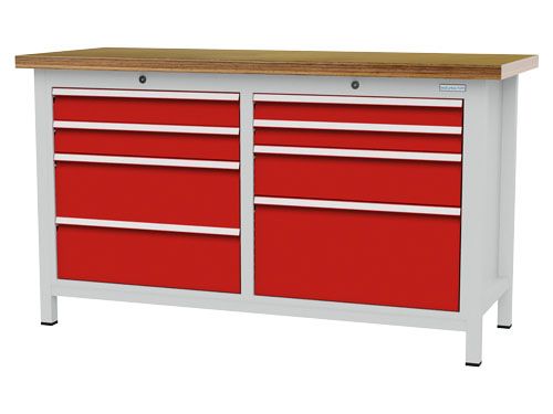 Produktbild Bedrunka+Hirth Kastenwerkbank mit Arbeitsplatte 8 Schubladen 1500 x 600 x 859 mm