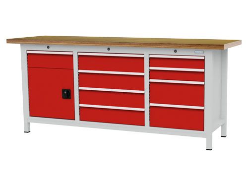 Produktbild Bedrunka+Hirth Kastenwerkbank 2 Schubladenblöcke 1 Tür 2000 x 600 x 859 mm