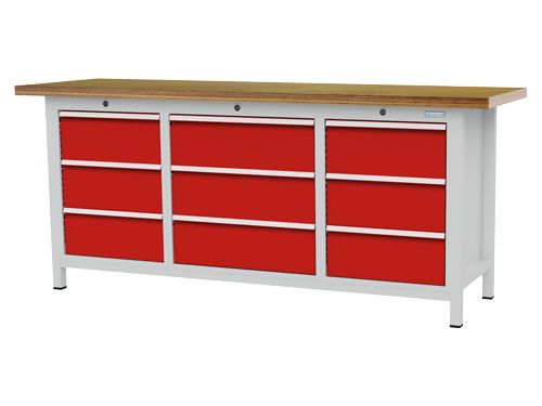 Produktbild Bedrunka+Hirth Kastenwerkbank 9 Schubladen mit Arbeitsplatte 2000 x 600 x 859 mm