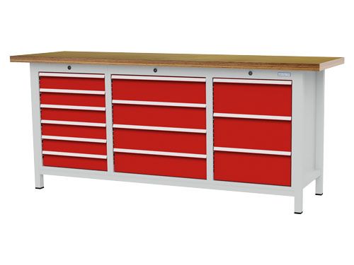 Produktbild Bedrunka+Hirth Kastenwerkbank 13 Schubladen mit Vollauszug 2000 x 600 x 859 mm