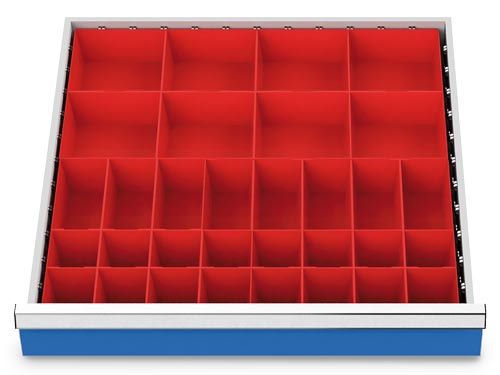 Produktbild Bedrunka+Hirth Kleinteilekästen Set 32 teilig R 24-24 Blendenhöhe 75 mm BxTxH 600 x 600 x 52 mm
