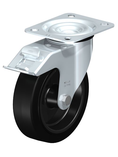 Produktbild Bedrunka+Hirth Lenkrolle mit Feststeller Durchmesser 125 mm Elastik Vollgummi