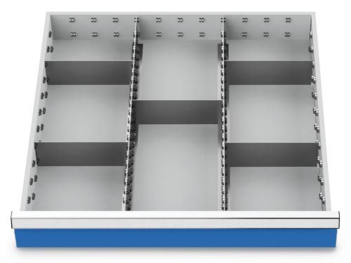 Produktbild Bedrunka+Hirth Metalleinteilung Set 7-teilig, R 24-24, Schubladennutzmaß 600 x 600 mm, Blendenh