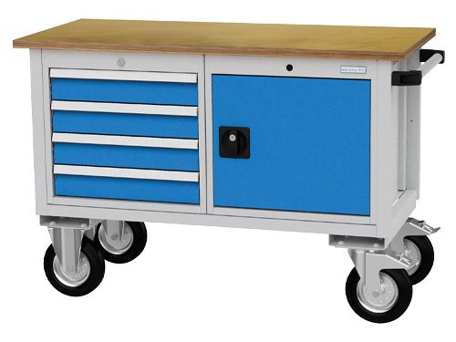 Produktbild Bedrunka+Hirth Mobile Kastenwerkbank aus Stahlblech 4 Schubladen 1200 x 540 x 820 mm