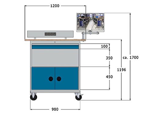 Produktbild Bedrunka+Hirth Mobile Office mit Energiekanal und Monitorhalterung 1200 x 600 x 1196 mm bild 2