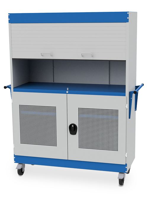 Produktbild Bedrunka+Hirth Mobiler Mediastand 2 Flügeltüren 1250 x 500 x 1757 mm