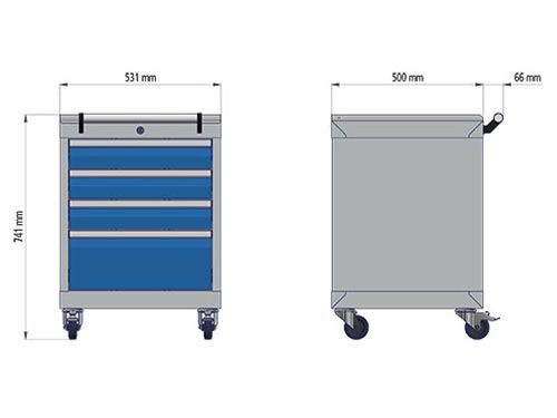 Produktbild Bedrunka+Hirth Mobiler Schubladenschrank Tiefe mit 500 mm R 18-16 Schubladenvollauszug bild 2