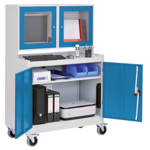 Produktbild Bedrunka+Hirth Monitoraufsatzgehäuse für Computerwagen zweitürig Maße 1000 x 300 x 600 mm